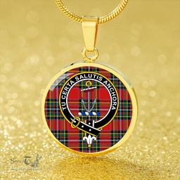 Scottish Gillespie Modern Clan Tartan Circle Necklace - Crest Classic Scottish Plaid Tartan Plaid