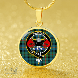 Scottish MacLeod of Skeabost Ancient Clan Tartan Circle Necklace - Crest Classic Scottish Plaid Tartan Plaid