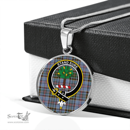 Scottish Anderson Old Ancient Clan Tartan Circle Necklace - Crest Classic Scottish Plaid Tartan Plaid