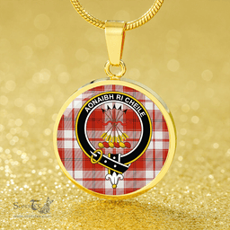 Scottish Cameron Hose #2 Ancient 2 Clan Tartan Circle Necklace - Crest Classic Scottish Plaid Tartan Plaid