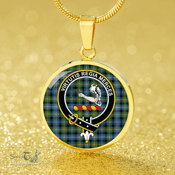 Scottish Dyce Ancient Clan Tartan Circle Necklace - Crest Classic Scottish Plaid Tartan Plaid