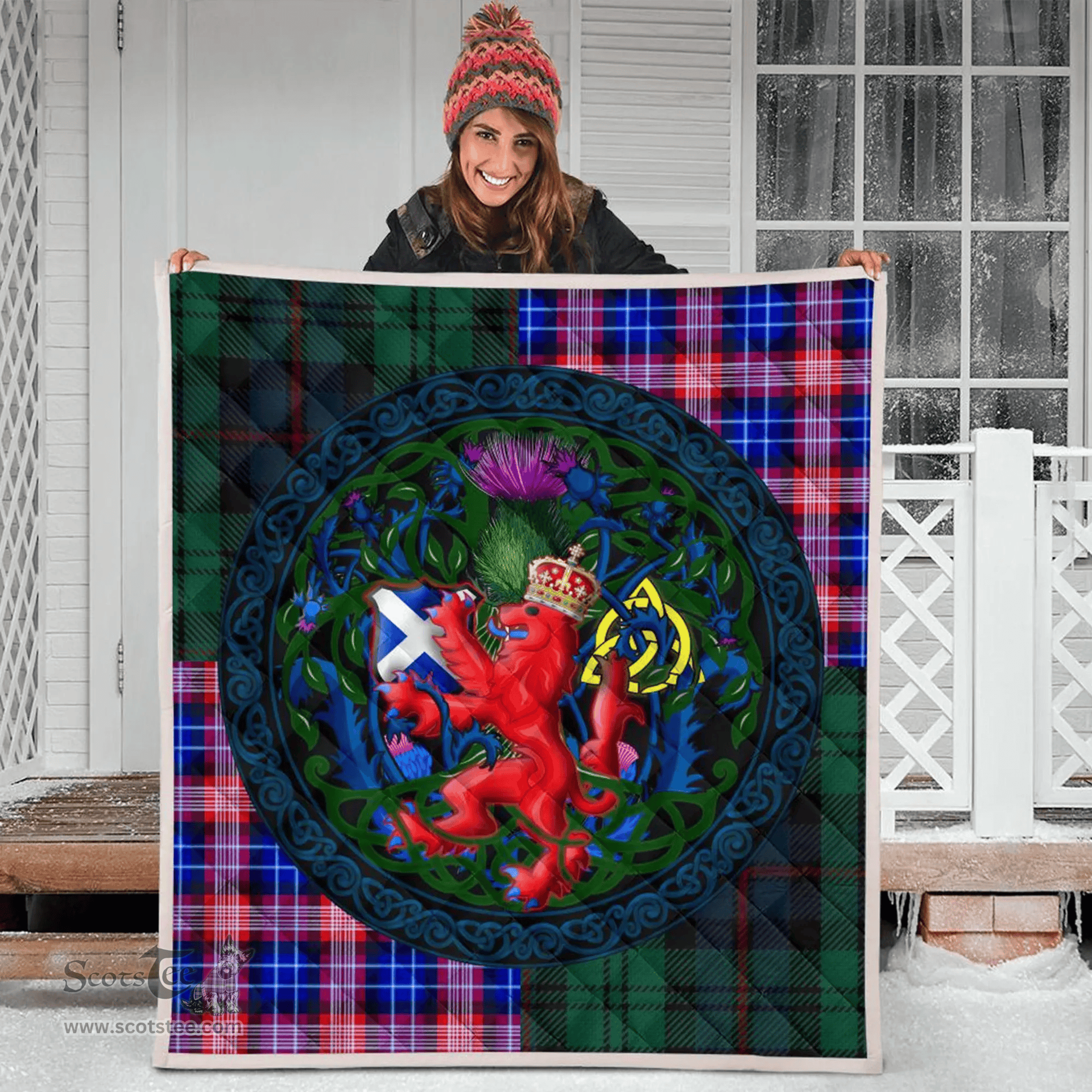 Scottish Scotland Rampant Lion with Thistle Premium Quilt Tartan Version - BN21 Scottish Plaid Tartan Plaid
