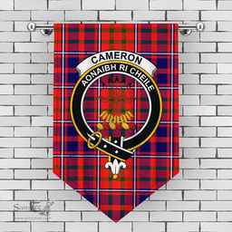 Scottish Cameron of Lochiel Modern Clan Tartan Gonfalon - Crest Classic Scottish Plaid Tartan Plaid