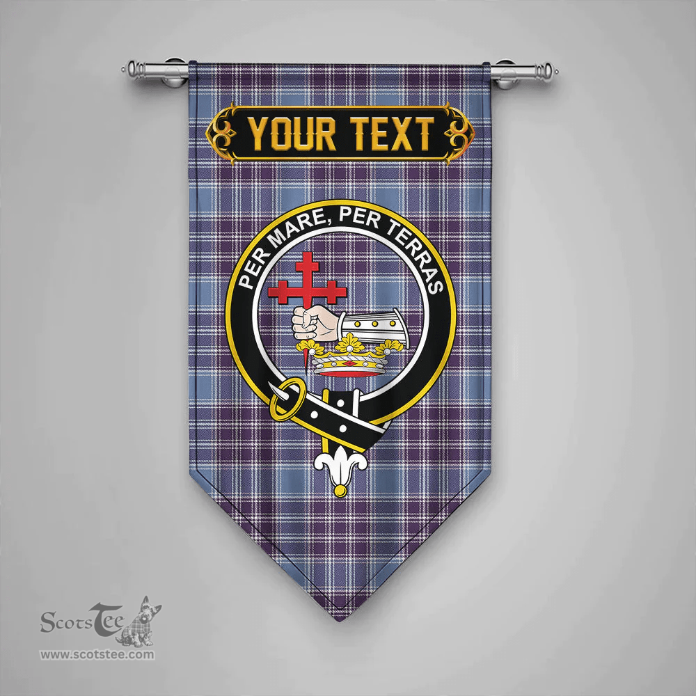 Scottish MacDonald Lord of the Isles Hunting Blue (Donald Lord of the Isles Hunting Blue) Weathered Clan Tartan Gonfalon - Crest Personalize Scottish Plaid Tartan Plaid