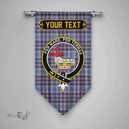 Scottish MacDonald Lord of the Isles Hunting Blue (Donald Lord of the Isles Hunting Blue) Weathered Clan Tartan Gonfalon - Crest Personalize Scottish Plaid Tartan Plaid