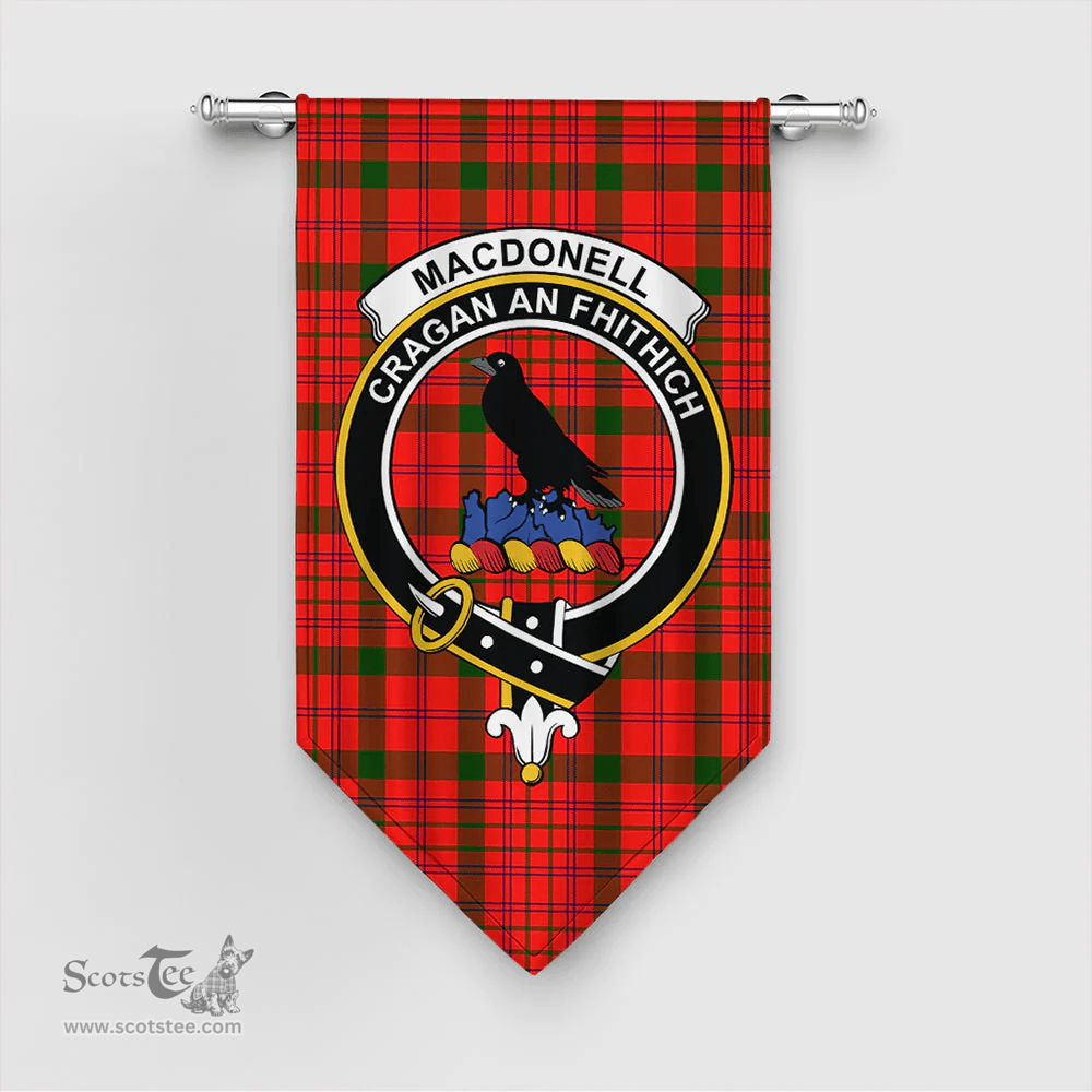 Scottish MacDonnell of Keppoch Modern Clan Tartan Gonfalon - Crest Classic Scottish Plaid Tartan Plaid