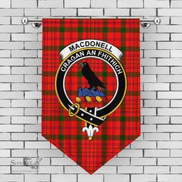 Scottish MacDonnell of Keppoch Modern Clan Tartan Gonfalon - Crest Classic Scottish Plaid Tartan Plaid