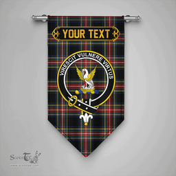 Scottish Stewart Black Modern Clan Tartan Gonfalon - Crest Personalize Scottish Plaid Tartan Plaid