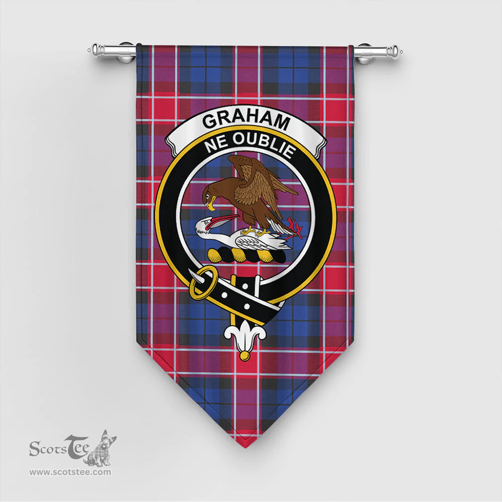 Scottish Graham of Menteith Red Clan Tartan Gonfalon - Crest Classic Scottish Plaid Tartan Plaid