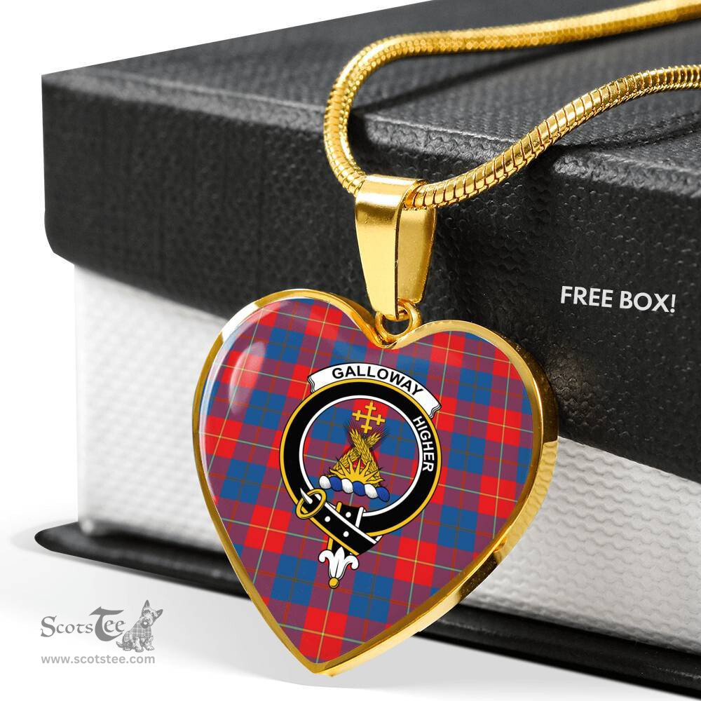 Scottish Galloway Red Clan Tartan Heart Necklace - Crest Classic  Scottish Plaid Tartan Plaid