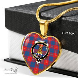 Scottish Galloway Red Clan Tartan Heart Necklace - Crest Classic  Scottish Plaid Tartan Plaid