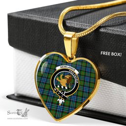 Scottish Newlands Clan Tartan Heart Necklace - Crest Classic  Scottish Plaid Tartan Plaid