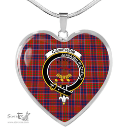 Scottish Cameron of Lochiel Clan Tartan Heart Necklace - Crest Classic  Scottish Plaid Tartan Plaid