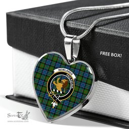 Scottish Newlands Clan Tartan Heart Necklace - Crest Classic  Scottish Plaid Tartan Plaid