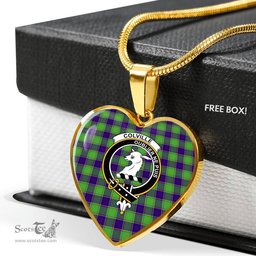 Scottish Colville Clan Tartan Heart Necklace - Crest Classic  Scottish Plaid Tartan Plaid