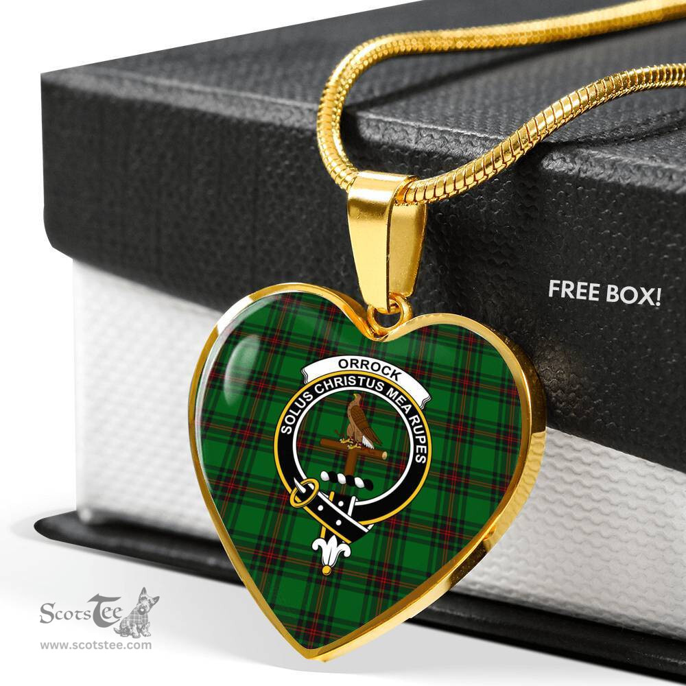 Scottish Orrock (Fife) Clan Tartan Heart Necklace - Crest Classic  Scottish Plaid Tartan Plaid
