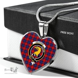Scottish Haldane Clan Tartan Heart Necklace - Crest Classic  Scottish Plaid Tartan Plaid