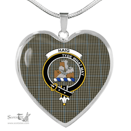 Scottish Haig Check Clan Tartan Heart Necklace - Crest Classic  Scottish Plaid Tartan Plaid