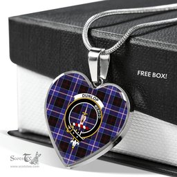 Scottish Dunlop Clan Tartan Heart Necklace - Crest Classic  Scottish Plaid Tartan Plaid