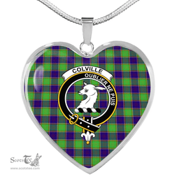 Scottish Colville Clan Tartan Heart Necklace - Crest Classic  Scottish Plaid Tartan Plaid