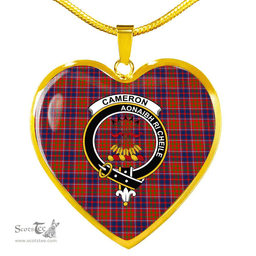 Scottish Cameron of Lochiel Clan Tartan Heart Necklace - Crest Classic  Scottish Plaid Tartan Plaid