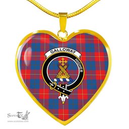Scottish Galloway Red Clan Tartan Heart Necklace - Crest Classic  Scottish Plaid Tartan Plaid