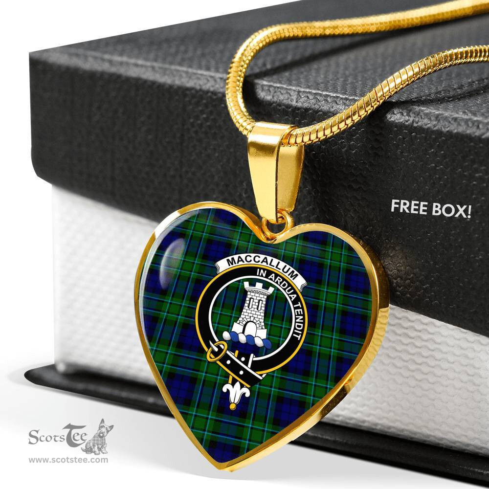 Scottish MacCallum Clan Tartan Heart Necklace - Crest Classic  Scottish Plaid Tartan Plaid