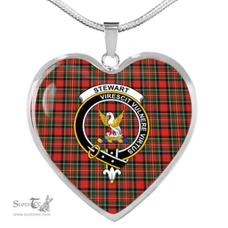 Scottish Stewart (of Appin) Clan Tartan Heart Necklace - Crest Classic  Scottish Plaid Tartan Plaid
