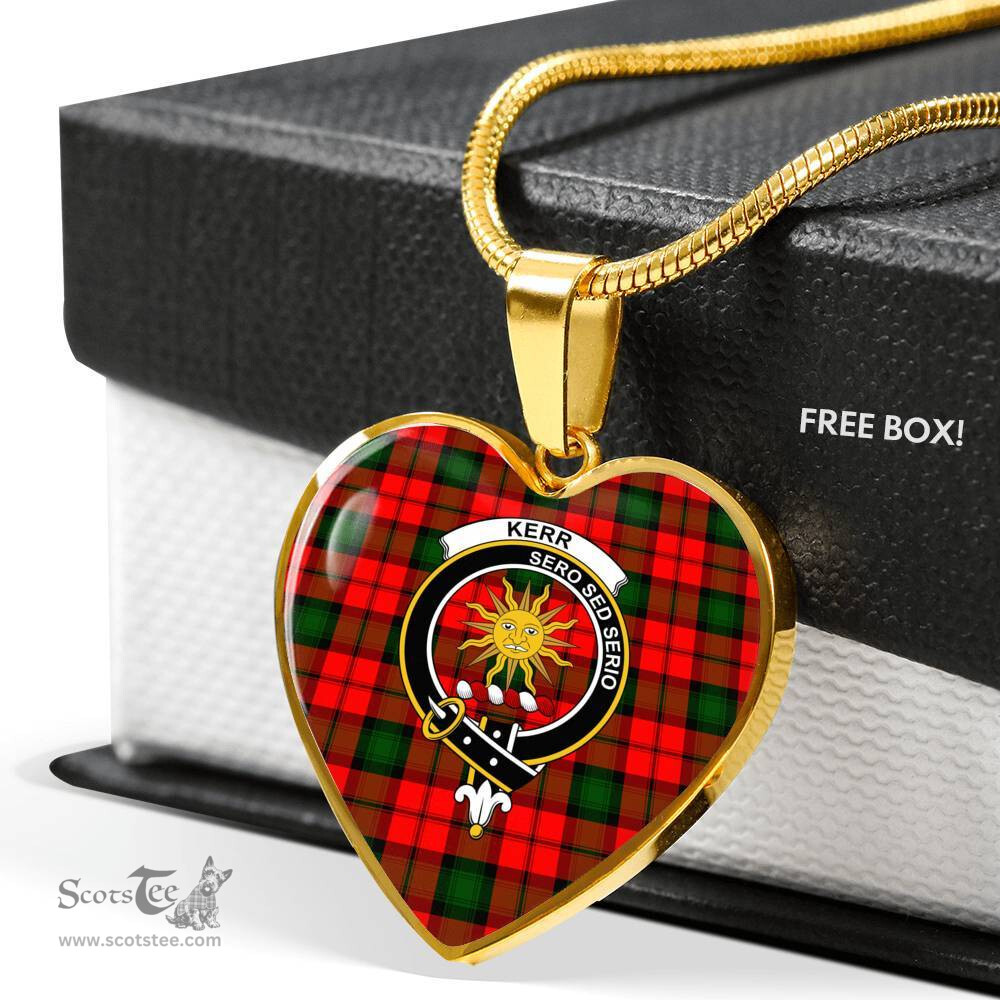 Scottish Kerr Clan Tartan Heart Necklace - Crest Classic  Scottish Plaid Tartan Plaid