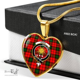 Scottish Kerr Clan Tartan Heart Necklace - Crest Classic  Scottish Plaid Tartan Plaid