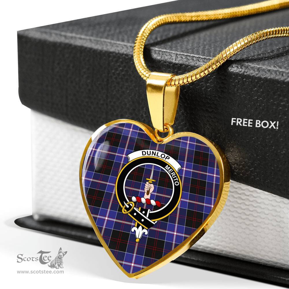 Scottish Dunlop Clan Tartan Heart Necklace - Crest Classic  Scottish Plaid Tartan Plaid