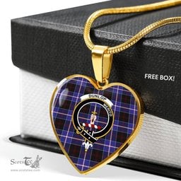 Scottish Dunlop Clan Tartan Heart Necklace - Crest Classic  Scottish Plaid Tartan Plaid