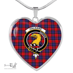 Scottish Haldane Clan Tartan Heart Necklace - Crest Classic  Scottish Plaid Tartan Plaid