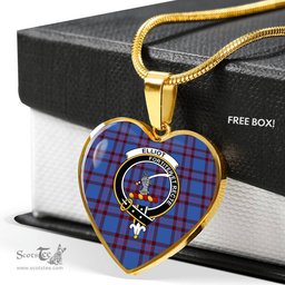 Scottish Elliot Clan Tartan Heart Necklace - Crest Classic  Scottish Plaid Tartan Plaid