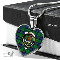 Scottish Graham of Menteith Clan Tartan Heart Necklace - Crest Classic  Scottish Plaid Tartan Plaid