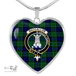 Scottish MacCallum Clan Tartan Heart Necklace - Crest Classic  Scottish Plaid Tartan Plaid