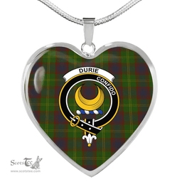 Scottish Durie Clan Tartan Heart Necklace - Crest Classic  Scottish Plaid Tartan Plaid