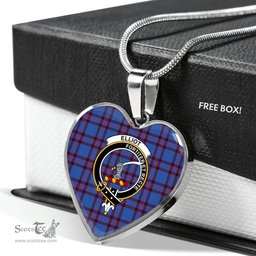 Scottish Elliot Clan Tartan Heart Necklace - Crest Classic  Scottish Plaid Tartan Plaid