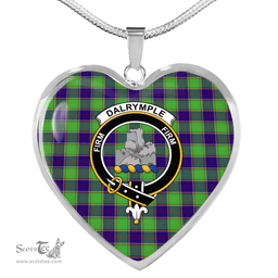 Scottish Dalrymple Clan Tartan Heart Necklace - Crest Classic  Scottish Plaid Tartan Plaid