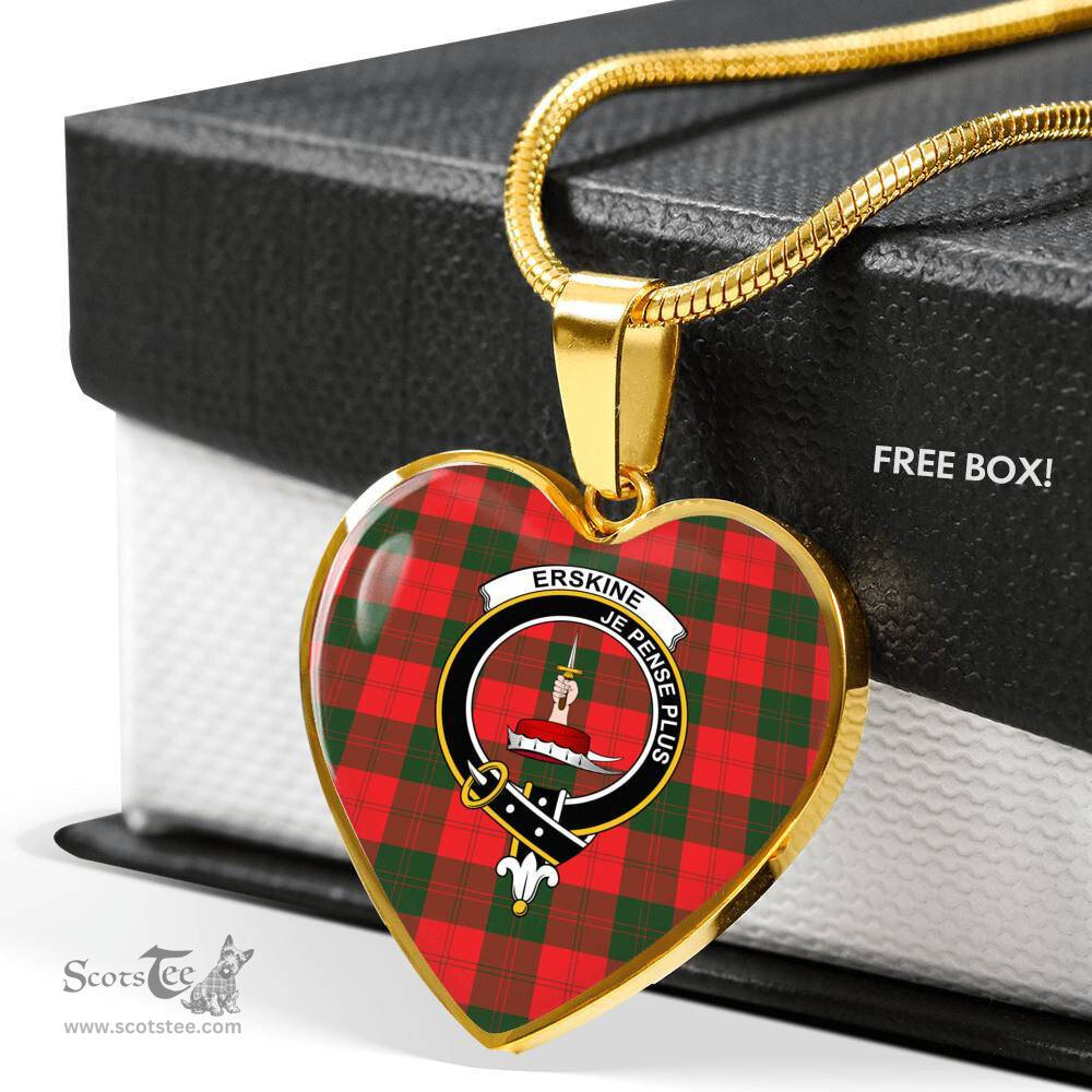 Scottish Erskine Clan Tartan Heart Necklace - Crest Classic  Scottish Plaid Tartan Plaid