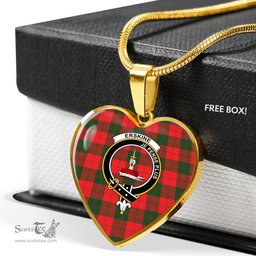 Scottish Erskine Clan Tartan Heart Necklace - Crest Classic  Scottish Plaid Tartan Plaid