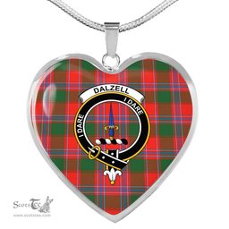 Scottish dalzel Clan Tartan Heart Necklace - Crest Classic  Scottish Plaid Tartan Plaid