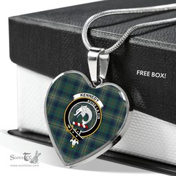 Scottish Kennedy Clan Tartan Heart Necklace - Crest Classic  Scottish Plaid Tartan Plaid
