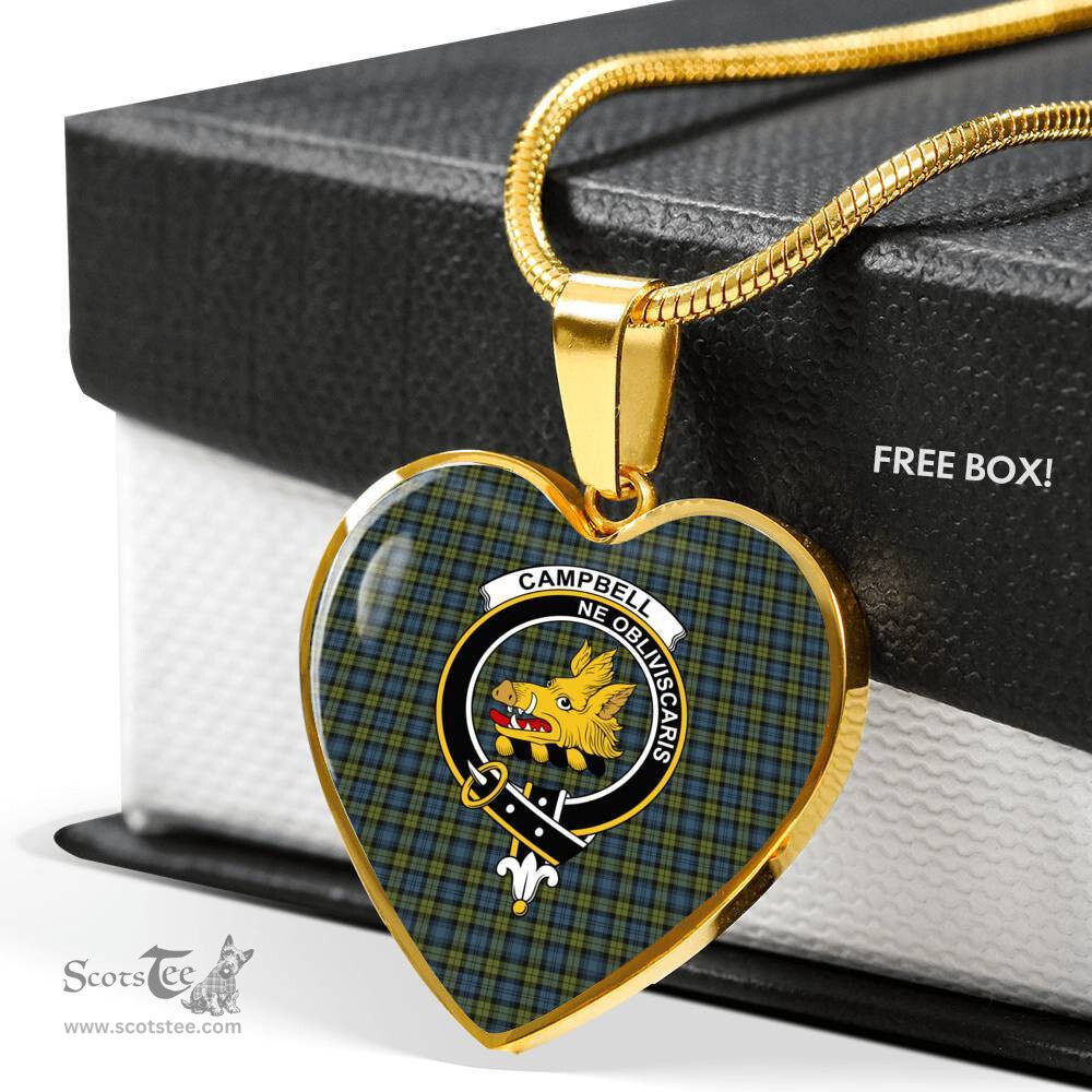 Scottish Campbell Clan Tartan Heart Necklace - Crest Classic  Scottish Plaid Tartan Plaid