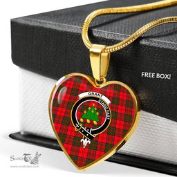 Scottish Grant Clan Tartan Heart Necklace - Crest Classic  Scottish Plaid Tartan Plaid