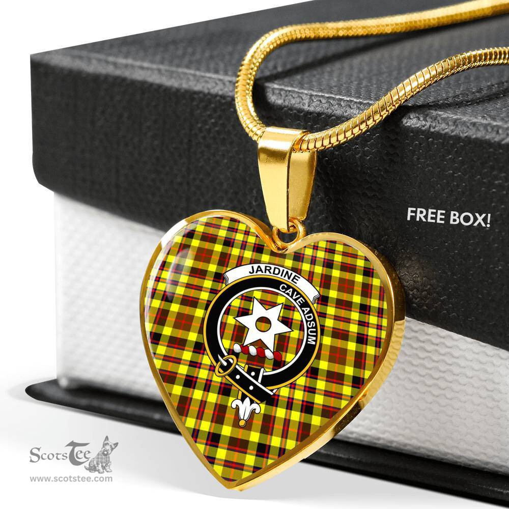 Scottish Jardine Clan Tartan Heart Necklace - Crest Classic  Scottish Plaid Tartan Plaid
