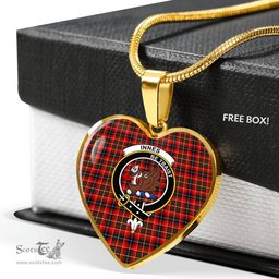 Scottish Innes Clan Tartan Heart Necklace - Crest Classic  Scottish Plaid Tartan Plaid
