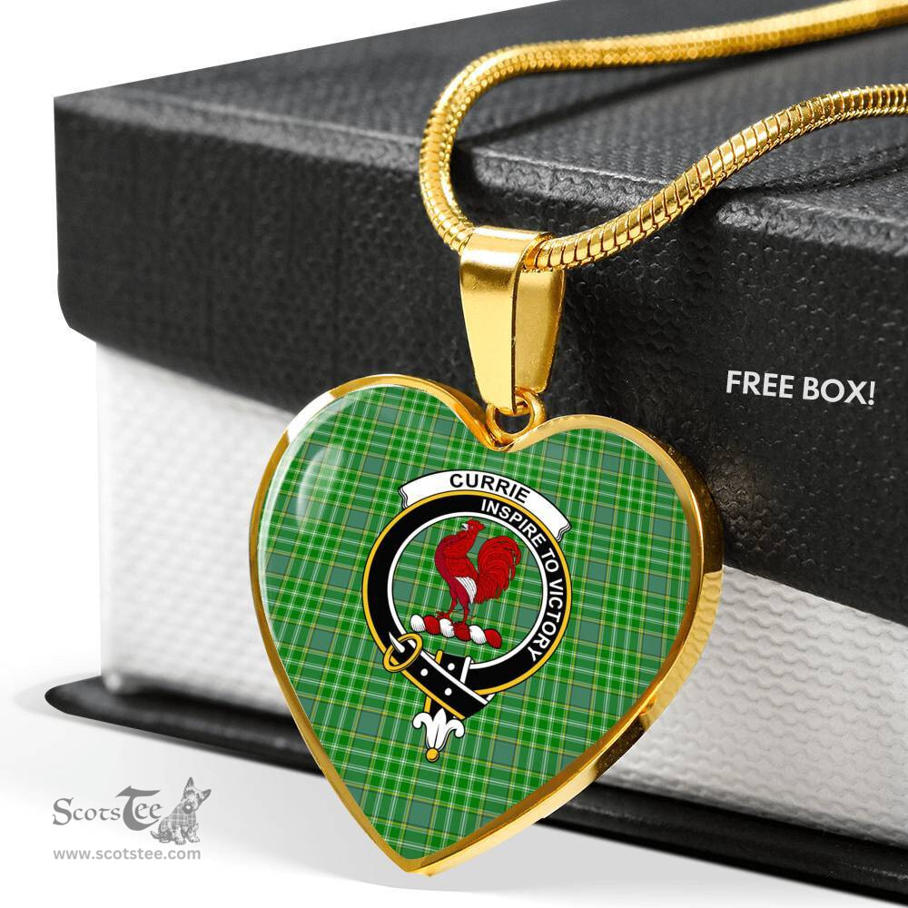 Scottish Currie Clan Tartan Heart Necklace - Crest Classic  Scottish Plaid Tartan Plaid