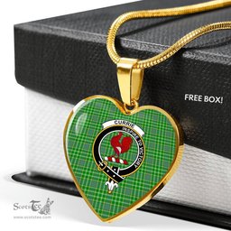 Scottish Currie Clan Tartan Heart Necklace - Crest Classic  Scottish Plaid Tartan Plaid