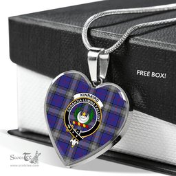 Scottish Kinnaird Clan Tartan Heart Necklace - Crest Classic  Scottish Plaid Tartan Plaid